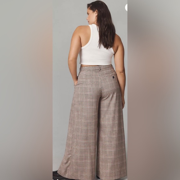 Maeve By Anthropologie The Avery Pleated Wide-Leg Trousers Plaid Edition - Picture 6 of 16
